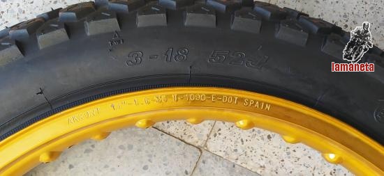 Aro Akront Dorado 160x18  + Cubierta 3    -  18  para Puch y