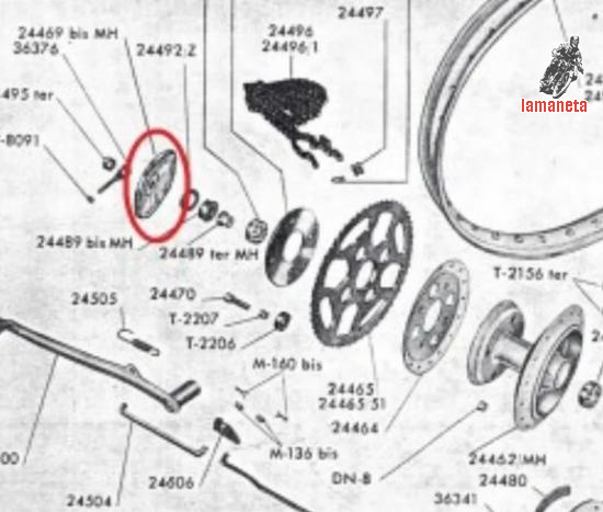 Tapa Moto Guzzi 98 Zigolo. Buje trasero. Material nuevo